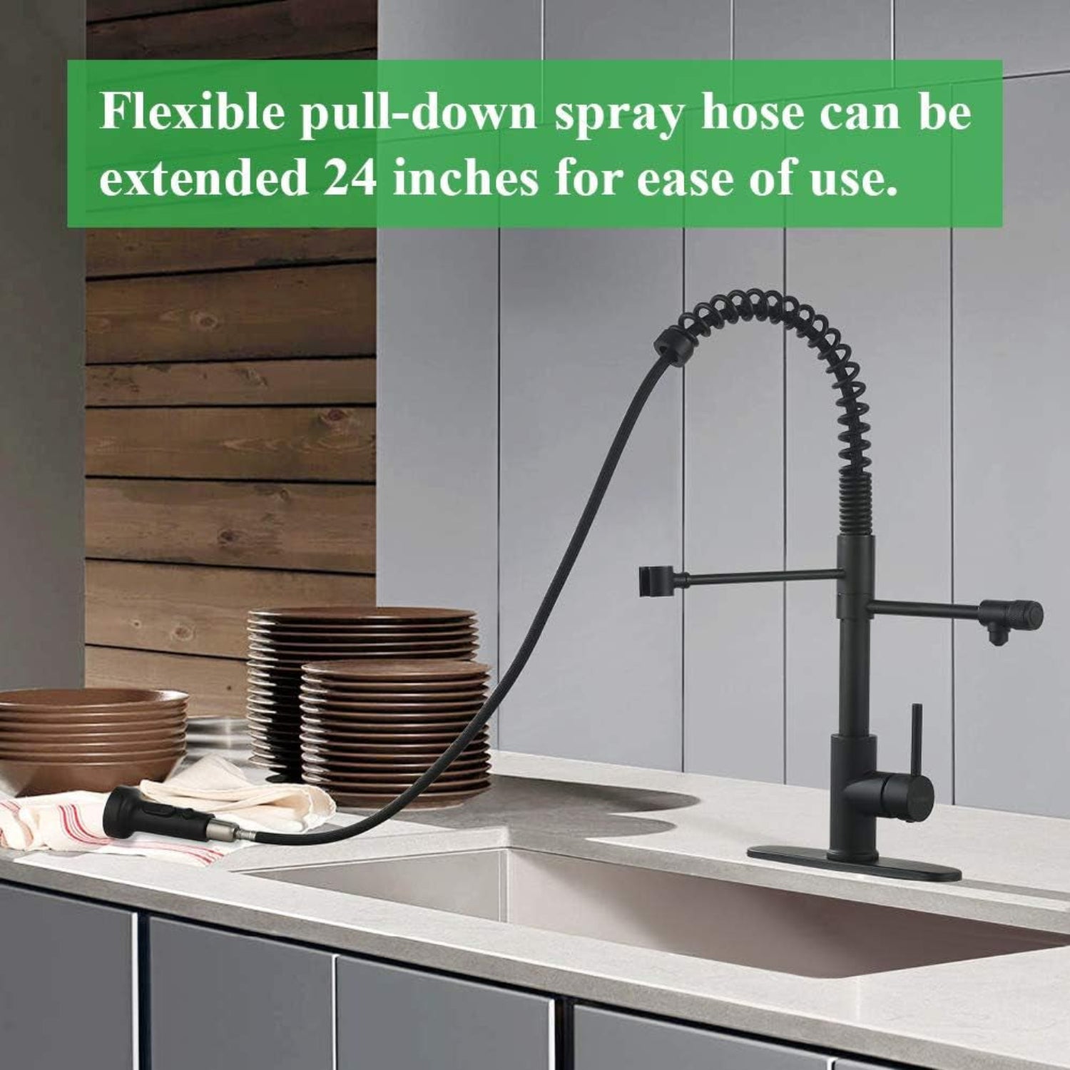 Drinking Water Faucet, Pull-Down Kitchen Sink Water Filtration Faucet, Bar Water Filter Faucet, Matte Black, Stainless Steel,  PB1030