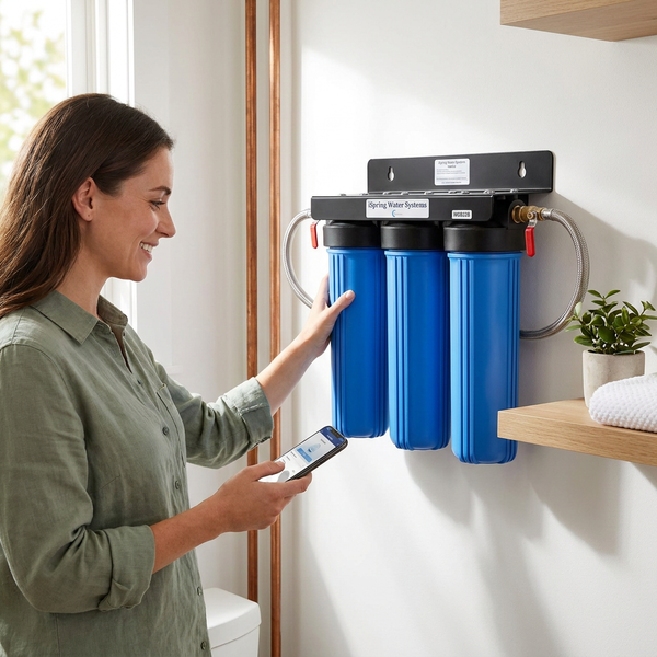 Whole House Water Filtration System Built to Remove Chlorine and Sediment, 3-Stage Filter, Stainless Steel