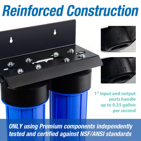 Whole House Water Filter System W/ Carbon Block Filter and Lead Reducing Filter, 2-Stage, up to 100K Gal. Capacity
