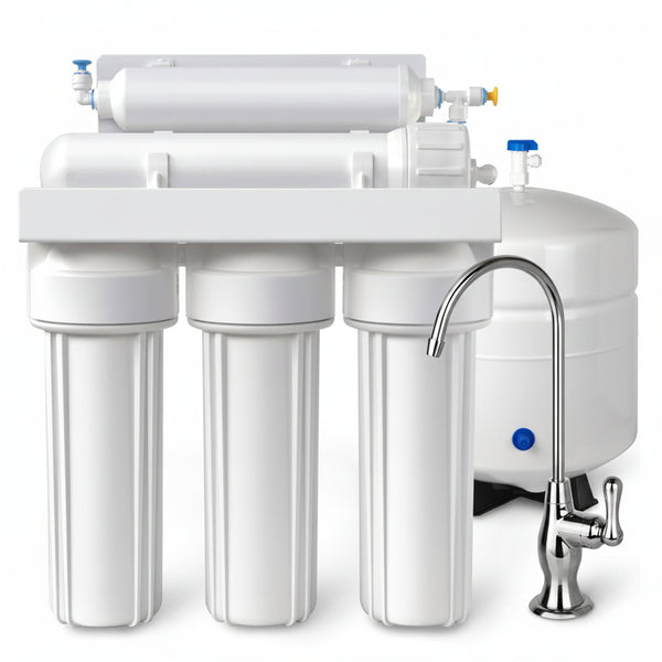 5-Stage Reverse Osmosis System, under Sink RO Water Filter, WQA Gold Seal Certified to NSF/ANSI 58 & 372, Lead-Free Faucet, Tank, Leak Detector