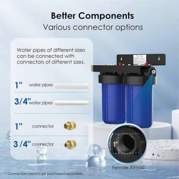 Whole House Water Filter System 5-Stage Filtration with Carbon Filter and Sediment Filter 5 Micron 1 In. Inlet/Outlet