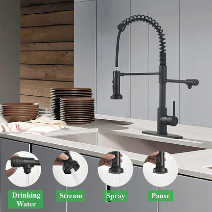 Drinking Water Faucet, Pull-Down Kitchen Sink Water Filtration Faucet, Bar Water Filter Faucet, Matte Black, Stainless Steel,  PB1030