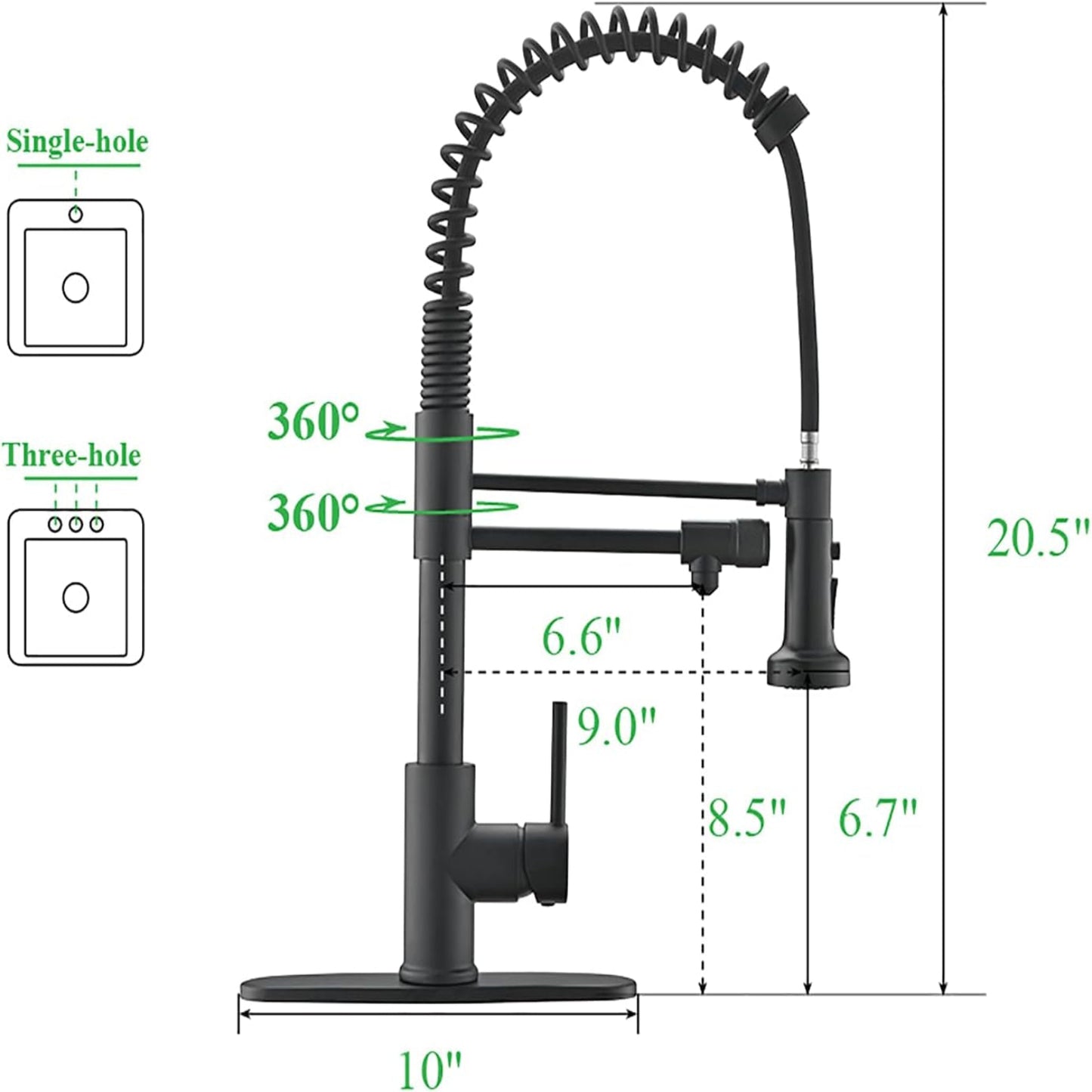 Drinking Water Faucet, Pull-Down Kitchen Sink Water Filtration Faucet, Bar Water Filter Faucet, Matte Black, Stainless Steel,  PB1030
